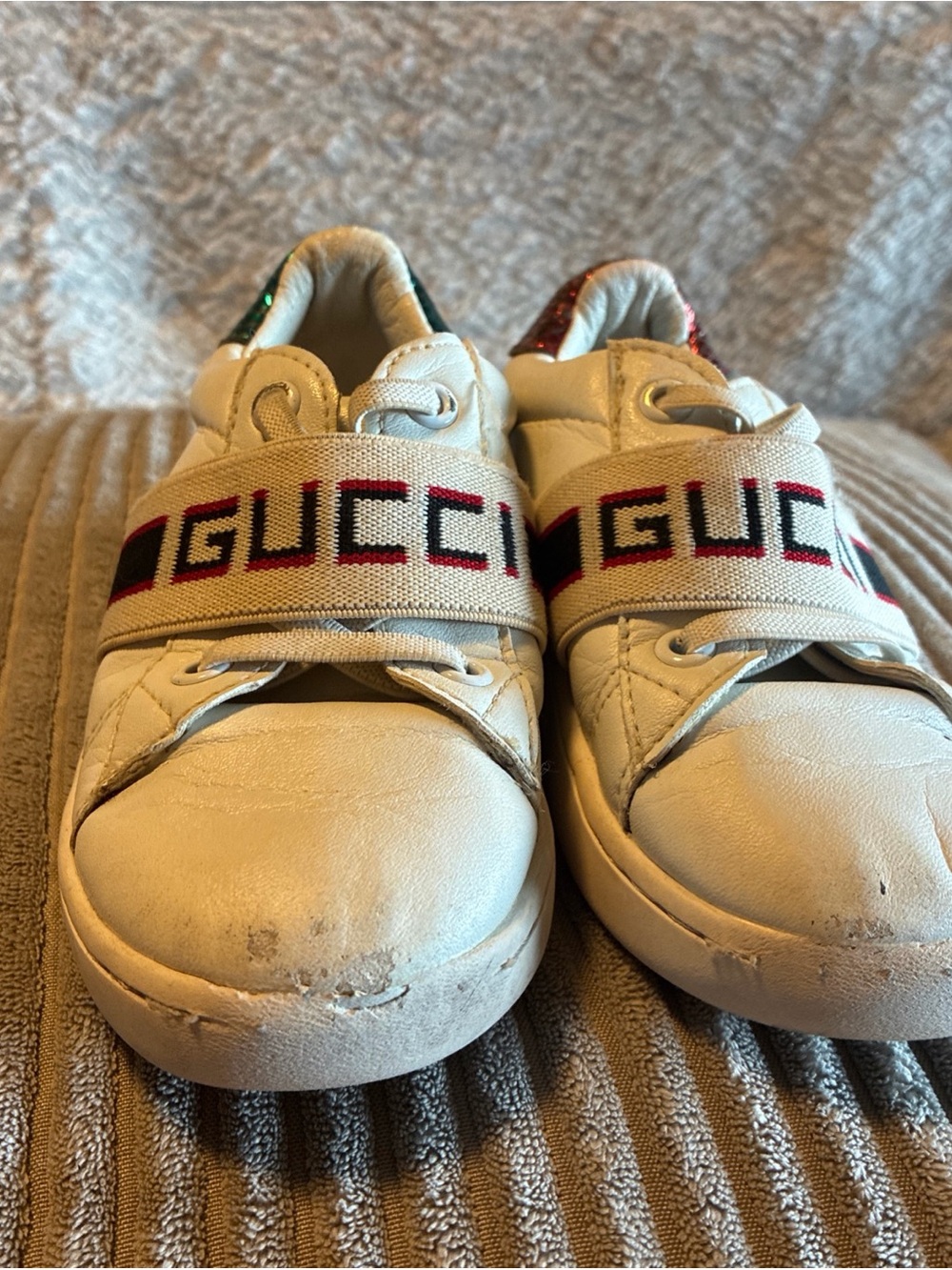 Gucci Ace Leather Logo Stripe Sneaker Kids 3-4y See Pictures